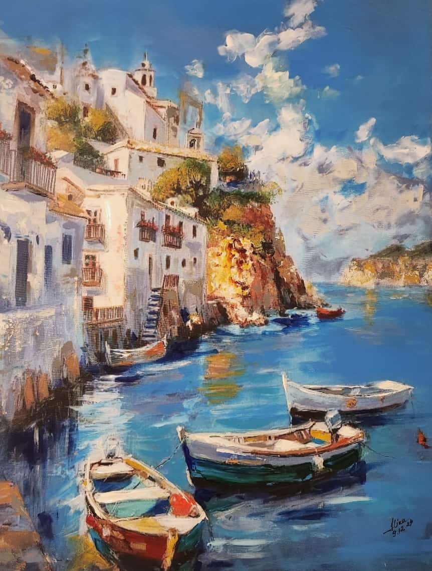 ArteDiAlina.com painting: Boats beneath a sunny sky